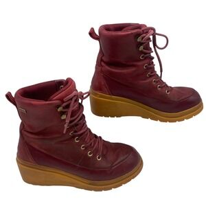 Muck Boot Company Liberty Wedge Boots Womens 7 Burgundy Waterproof Leather